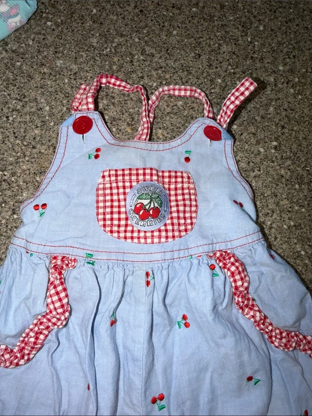 Cherry Embroidered Overalls Vintage 1990s